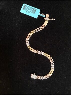 Sterling Silver Tri Color Moissanite  Bracelet